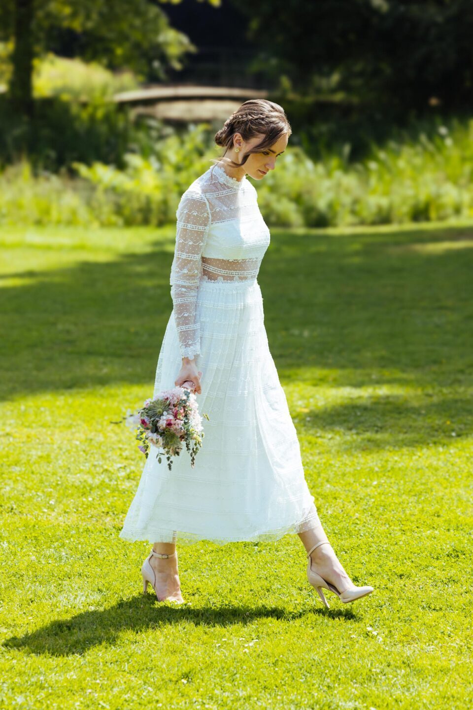 Brautkleid 7/8 Länge mit Langarm in Spitze